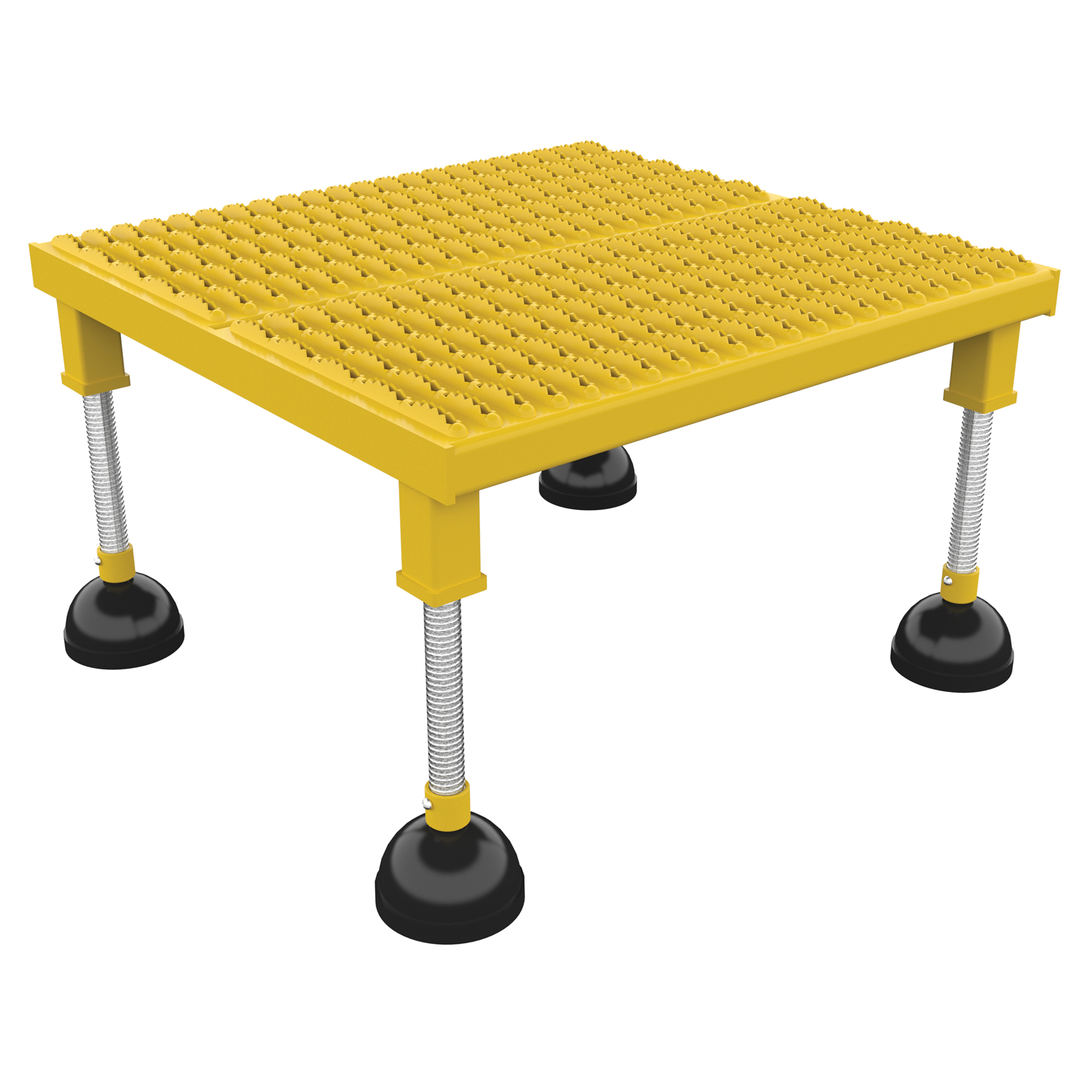 Vestil, Steel Portable Adjustable Height Grip Strut Worker Stand High 26-1/4 In. x 24-3/16 In. x 11-1/2 In. 500 Lb. Capacity Yellow, Model# PAHW-H-2424